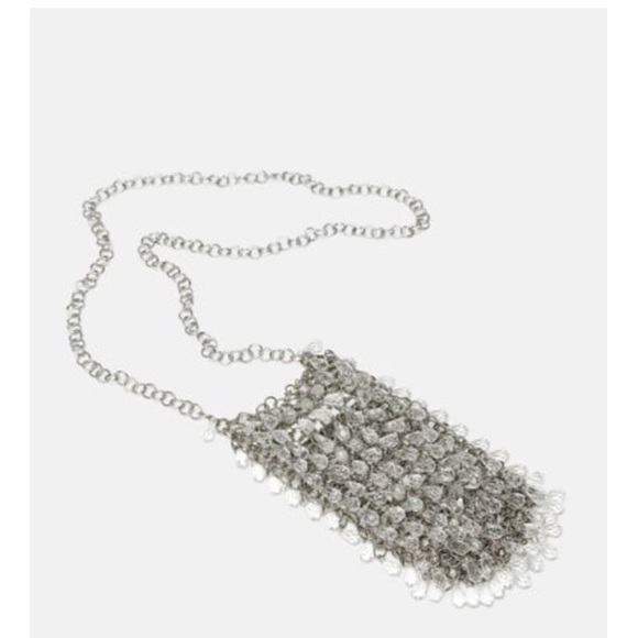 ZARA BNWT Mini Crystal Gemstone Embellished Crossbody Chain Bag - Picture 3 of 10